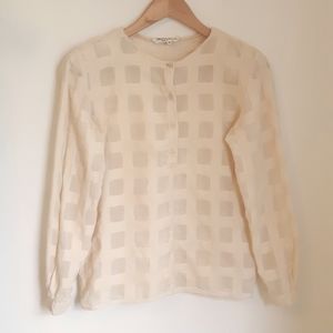 Vintage Giorgio Armani cream windowpane blouse
